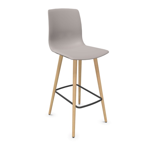 Taburete Noom 50 con patas de madera y carcasa de plástico