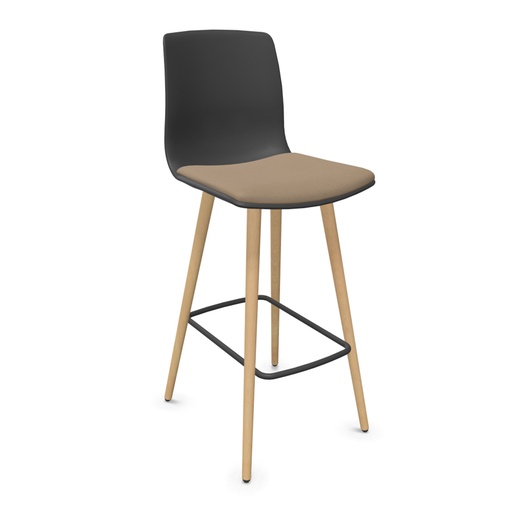 Taburete Noom 50 con patas de madera y asiento tapizado