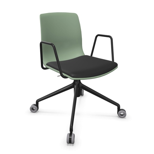 Silla Noom 50 con base de 4 ruedas y asiento acolchado