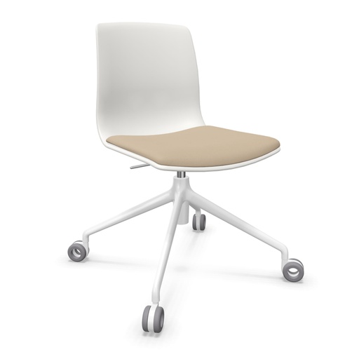 Silla Noom 50 con base de 4 ruedas y asiento tapizado