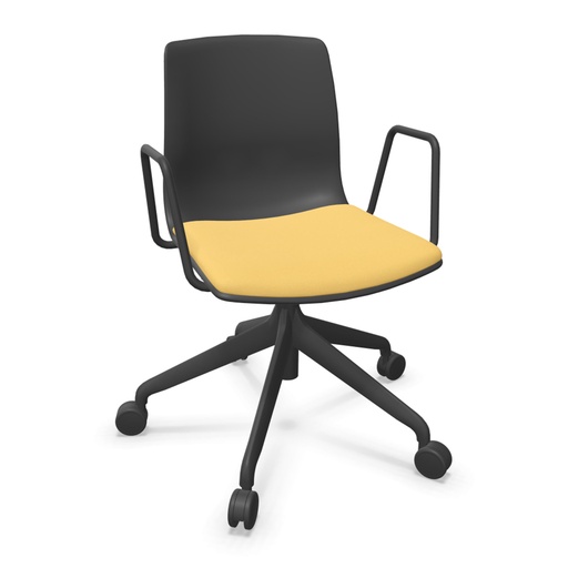 Silla Noom 50 con base de 5 ruedas y asiento tapizado