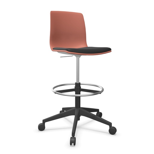 Taburete Noom 50 con base de 5 ruedas y asiento acolchado