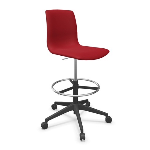 Taburete Noom 50 con base de 5 ruedas tapizado integral