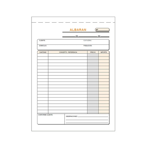Talonario Albaranes 1/4 natural triplicado T-122/C Loan Catalán