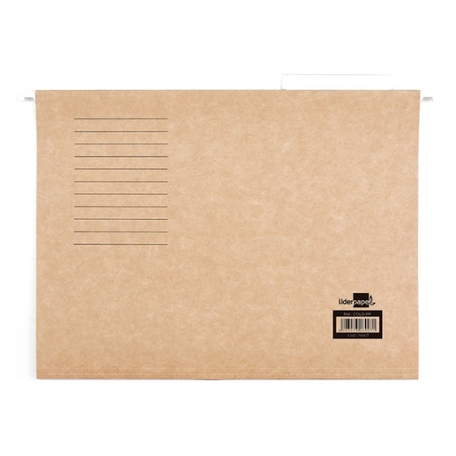 Carpeta colgante bicolor Folio con visor superior cristal Liderpapel (Caja 50 unidades)