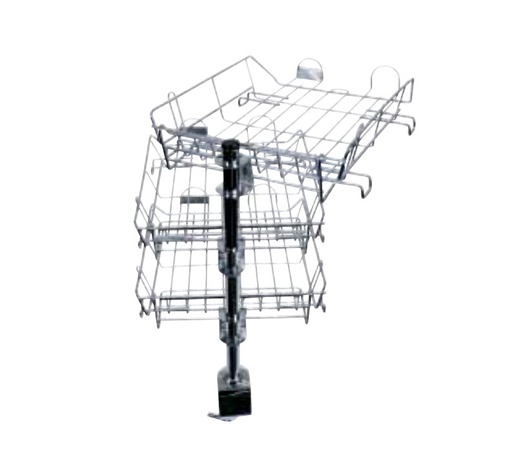 Bandeja metálica cromada de 4 pisos con soporte giratorio