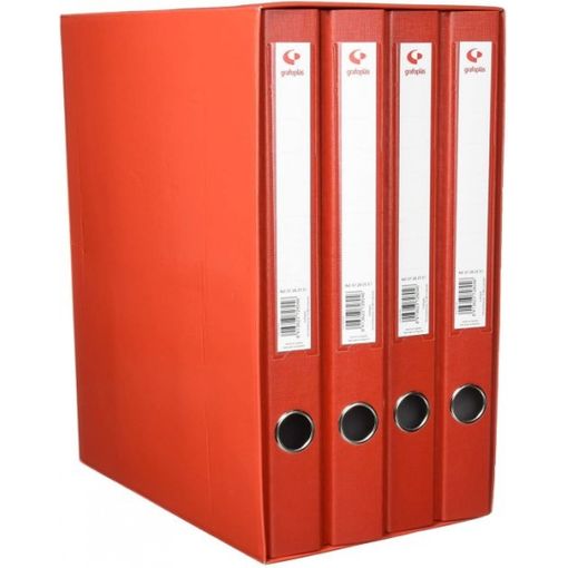 Módulo de 4 archivadores Folio rojo con caja Grafcolor