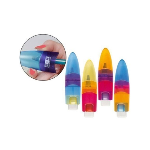 Sacapuntas con depósito de plástico y goma de borrar M+R Elliptic Swing