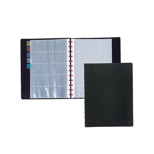 Tarjetero A4 de anillas Liderpapel 255 x 310 mm negro