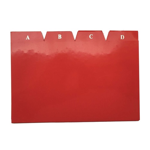 Índice separador de plástico rojo para ficheros nº 4