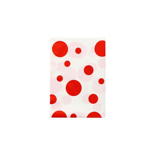 Bolsa de disfraz 56 x 70 estampado blanco con topos rojos a doble cara (Pack 25 unidades)