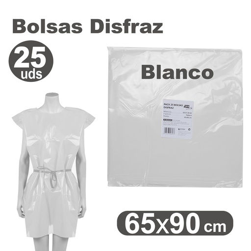 Bolsa de disfraz 65 x 90 blanca (Pack 25 unidades)