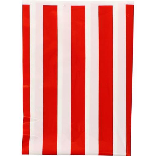 Bolsa de disfraz 65 x 90 estampado blanco con rayas rojas a doble cara (Pack 5 unidades)