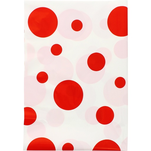 Bolsa de disfraz 65 x 90 estampado blanco con topos rojos a doble cara (Pack 5 unidades)