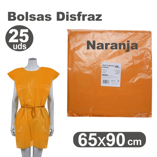 Bolsa de disfraz 65 x 90 naranja (Pack 25 unidades)