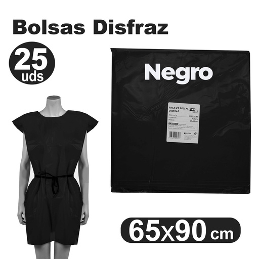 Bolsa de disfraz 65 x 90 negro (Pack 25 unidades)