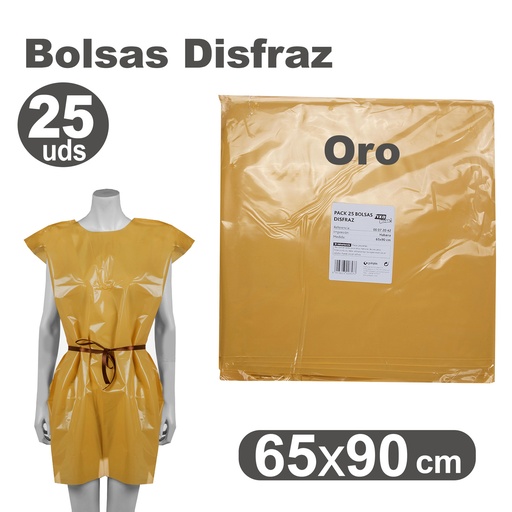Bolsa de disfraz 65 x 90 oro (Pack 25 unidades)