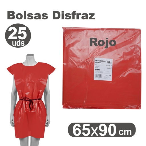 Bolsa de disfraz 65 x 90 roja (Pack 25 unidades)
