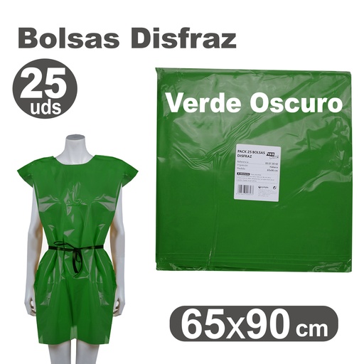Bolsa de disfraz 65 x 90 verde oscuro (Pack 25 unidades)