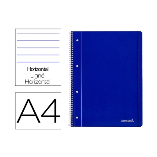 Cuaderno de espiral microperforado A4 rayado 80 hojas azul Liderpapel