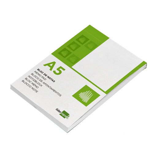 Bloc encolado y microperforado A5 liso 80 hojas Liderpapel