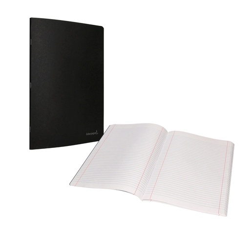 Libreta grapada A4 rayada 80 hojas negra Liderpapel