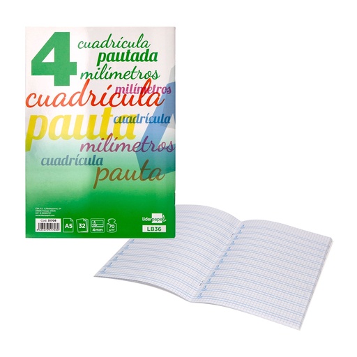 Libreta grapada A5 pautaguía 4 32 hojas Liderpapel