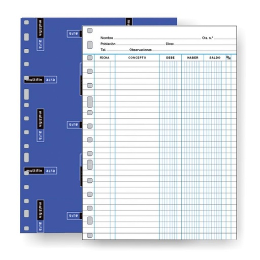 Recambio para anillas Folio natural cuentas corrientes Multifin (50 hojas)