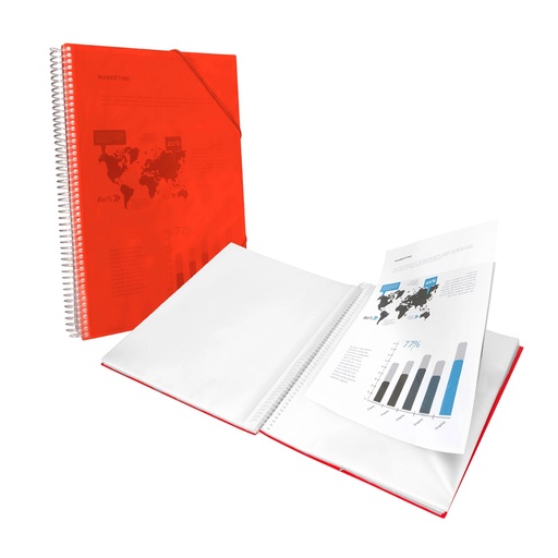Carpeta escaparate de 10 fundas con espiral A4 Beautone roja