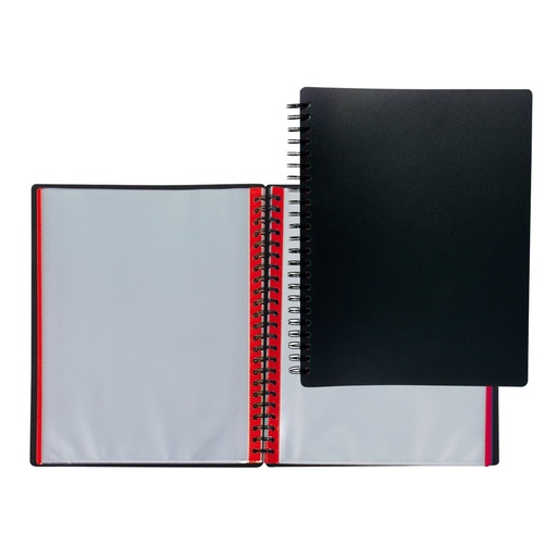 Carpeta escaparate de 20 fundas intercambiables con doble espiral A4