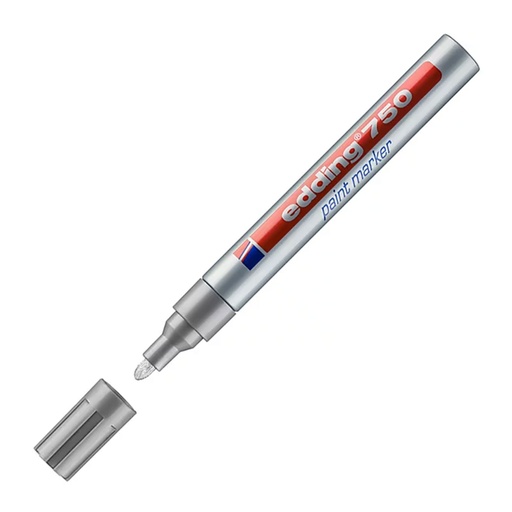 Rotulador de pintura Edding 750 plata punta redonda 2-4 mm para decoración y señalización