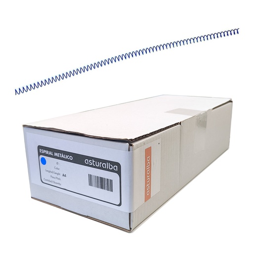 Espiral metálico azul 6 mm 5:1 (Caja 300 unidades)