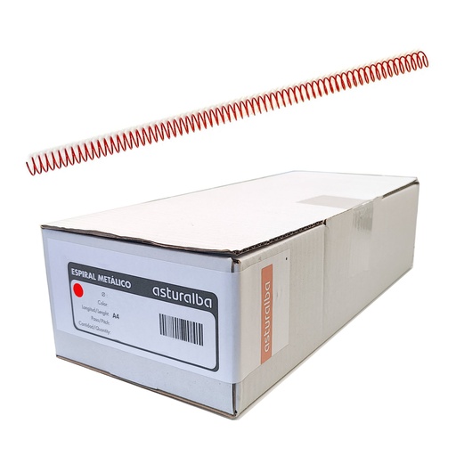 Espiral metálico rojo 16 mm 5:1 (Caja 150 unidades)