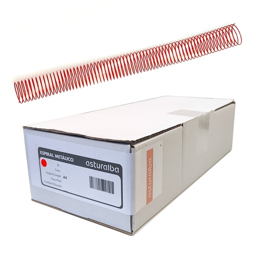 Espiral metálico rojo 34 mm 5:1 (Caja 50 unidades)