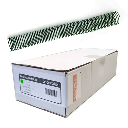 Espiral metálico verde 42 mm 5:1 (Caja 30 unidades)