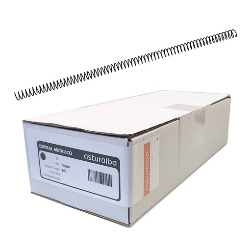Espiral metálico negro 12 mm 5:1 (Caja 200 unidades)