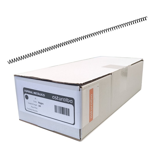 Espiral metálico negro 6 mm 5:1 (Caja 300 unidades)