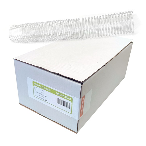 Espiral de plástico transparente 50 mm 3:1 (Caja 30 unidades)