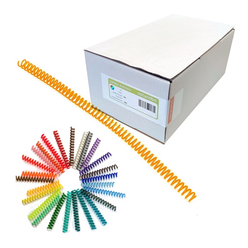 Espiral de plástico color 16 mm 5:1 (Caja 100 unidades)