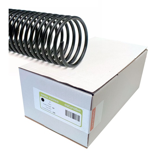Espiral de plástico negro 38 mm 3:1 (Caja 50 unidades)