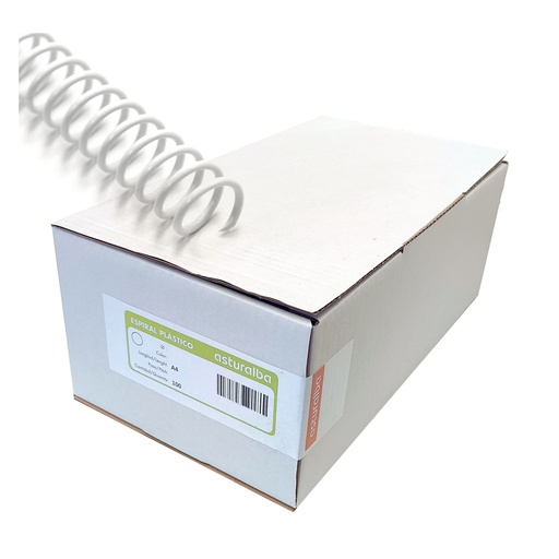 Espiral de plástico blanco 10 mm 5:1 (Caja 100 unidades) 