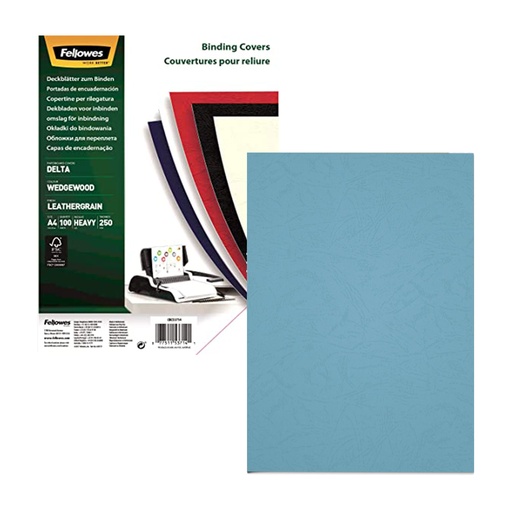 Portada de encuadernación A4 azul claro de cartulina de 250 g/m² Fellowes (Caja de 100)