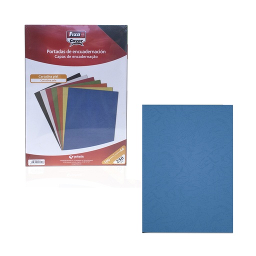 Portada de encuadernación A4 azul de cartulina de 250 g/m² Fixo (Caja de 100)