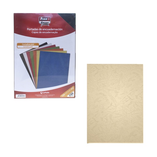 Portada de encuadernación A4 crema de cartulina de 250 g/m² Fixo (Caja de 100)