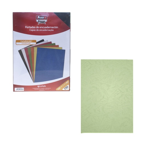Portada de encuadernación A4 verde claro de cartulina de 250 g/m² Fixo (Caja de 100)