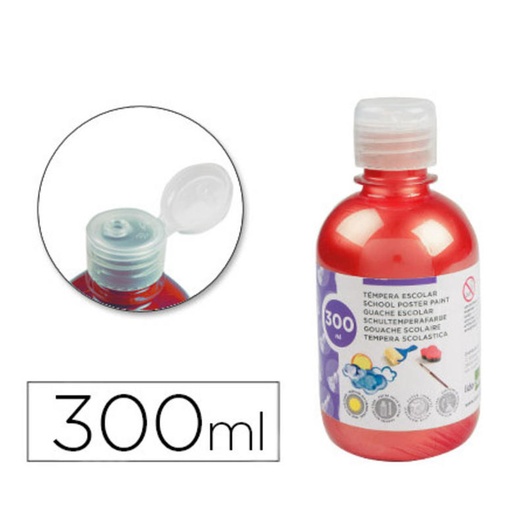 Témpera escolar líquida Liderpapel 300 ml rojo metalizado