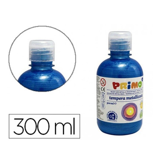 Témpera escolar líquida Liderpapel 300 ml azul metalizado