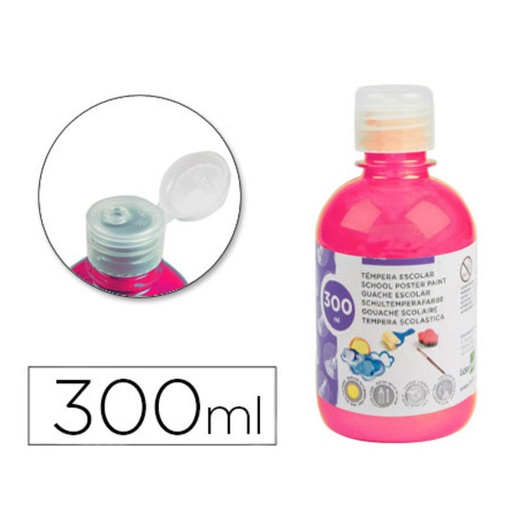 Témpera escolar líquida Liderpapel 300 ml rosa fluorescente