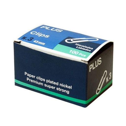 Clips niquelados 43 mm nº 3 Makro Paper (Cajita 100 unidades)