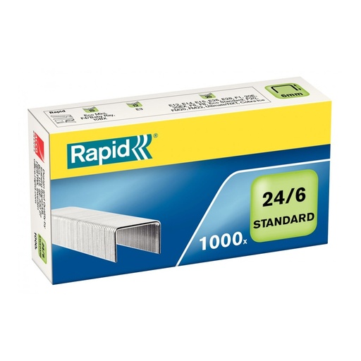 Grapas 24/6 galvanizadas Rapid (Cajita 1000 unidades)